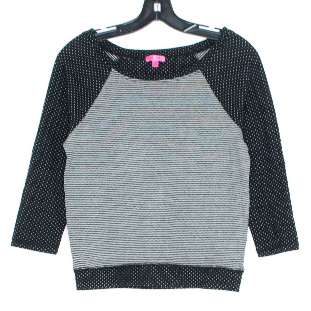 Betsey Johnson Womens Top 3/4 Sleeve Stripe Colorblock Raglan Sleeve Size Small